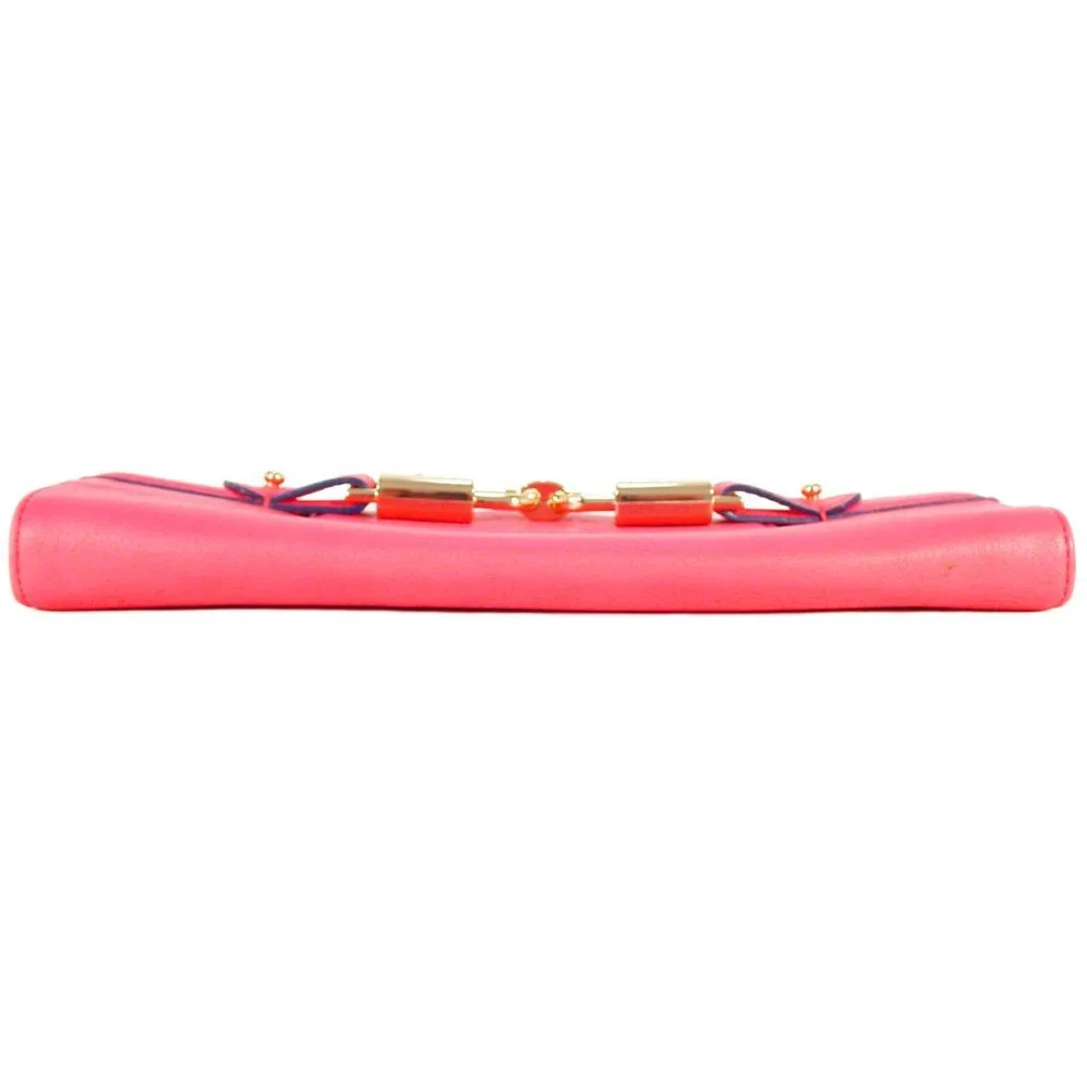 JUICY COUTURE Gold Lock Pink Leather Envelope Clutch Bag $198 - Picture 3 of 12